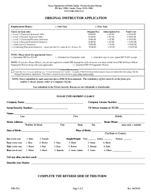 Texas Instructor Application