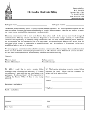Pension Office Electronic Billing Election Form
