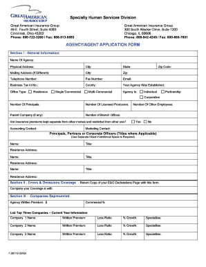 Great American Insurance Agency Application Form