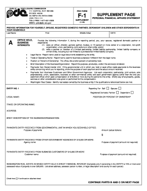 Washington F-1 Supplement Form