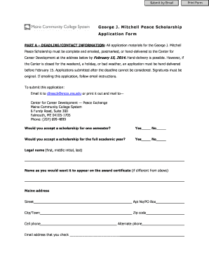 George J. Mitchell Peace Scholarship Application Form