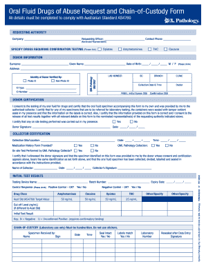 Oral Fluid Drugs of Abuse Request and Chain-of-Custody Form