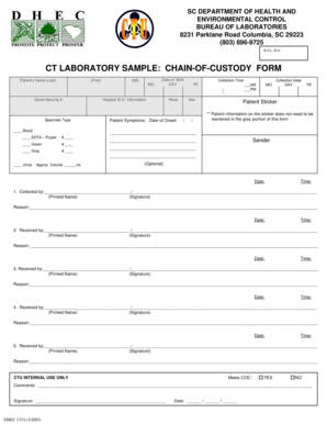 South Carolina Chain-of-Custody Form