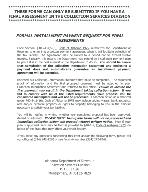 Alabama Installment Payment Request Form