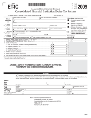 Alabama Financial Institution Excise Tax Return