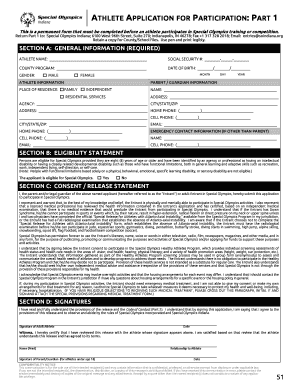 Special Olympics Athlete Application
