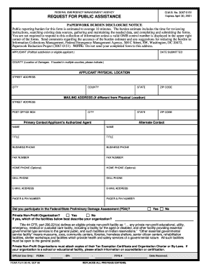 FEMA Public Assistance Request Form