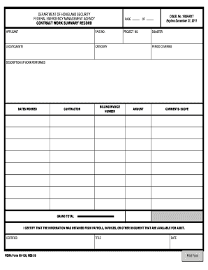 FEMA-Contract Work Summary Record Form - vlct