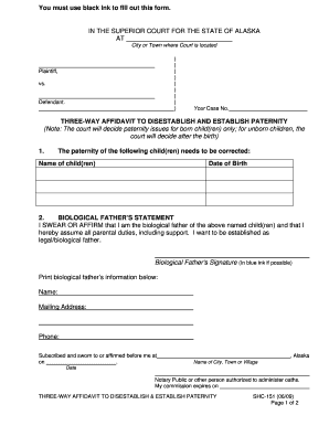south dakota three way paternity affidavit