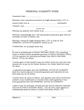 Personal Guaranty Form