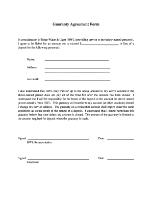 Guaranty Agreement Form