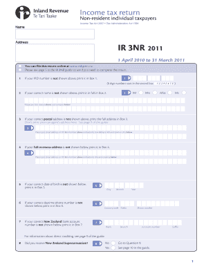 New Zealand Non-Resident Income Tax Return