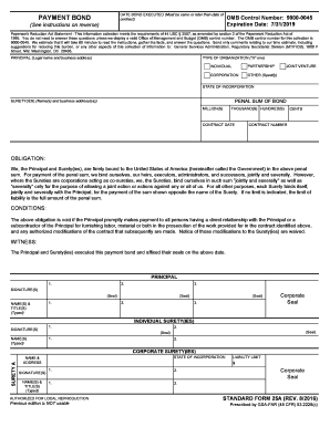 US Federal Payment Bond Form