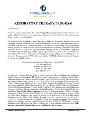 Dear Applicant: Thank you for your interest in the Respiratory ... - tcc