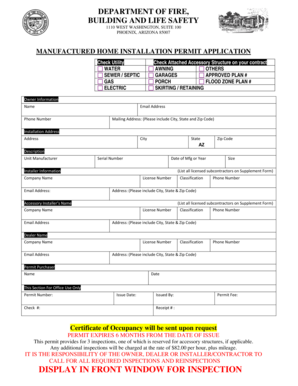 Manufactured Home Installation Permit Application