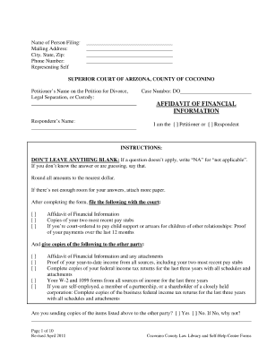 affidavit of financial information