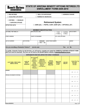 state of arizona benefit options retireeltd enrollment form