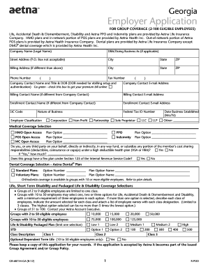 Georgia Employer Application for Group Coverage