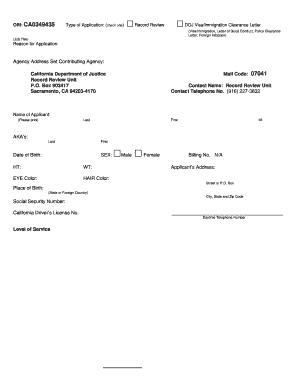 California Live Scan Service Request Form