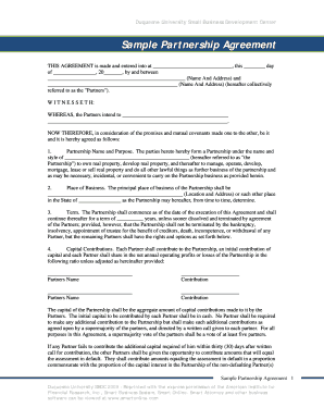 50 50 partnership agreement pdf - SAMPLE PARTNERSHIP AGREEMENT - Duquesne Small Business ... - sbdc duq