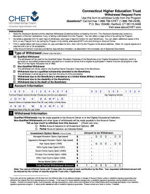 Connecticut Higher Education Trust Withdrawal Request Form