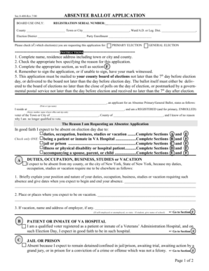 Absentee Ballot Application