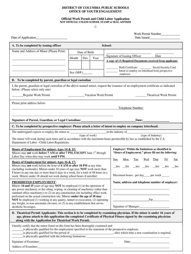 dc work permit application Preview on Page 1