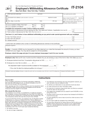 Fillable Online it 2104 form 2011 Fax Email Print - pdfFiller