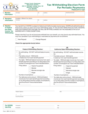 Tax Withholding Election Form