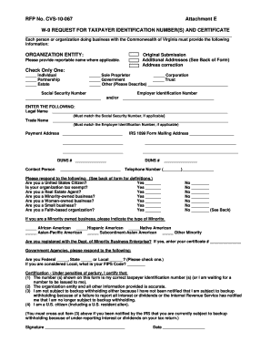 Virginia W-9 Taxpayer Identification Request