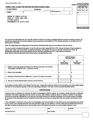California Diesel Fuel Claim for Refund on Nontaxable Uses