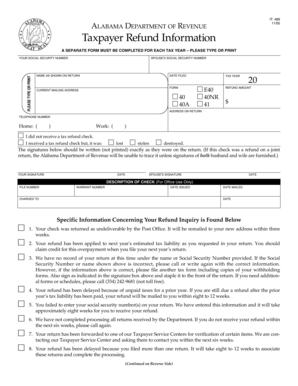 Alabama Taxpayer Refund Information Form