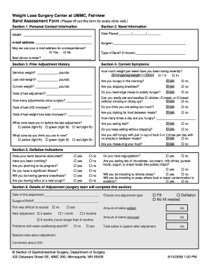 Weight Loss Surgery Band Assessment Form