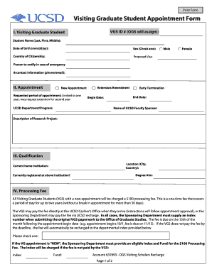 Visiting Graduate Student Appointment Form - Office of Graduate ... - ogs ucsd