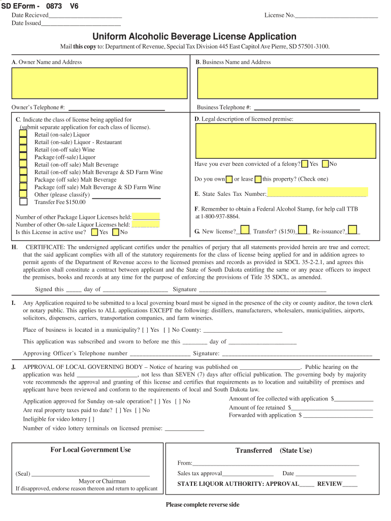 Fillable Online Uniform alcoholic beverage license application State