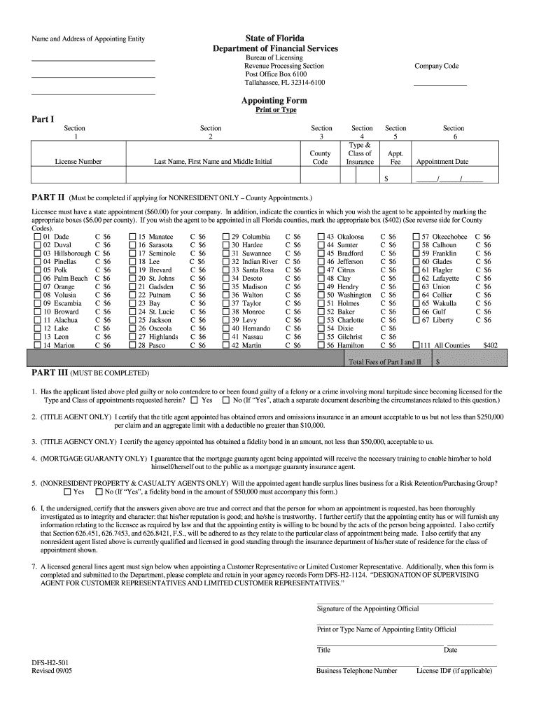 Appointment Form - Florida's Department of Financial Services Preview on Page 1