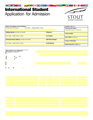International Student Application for Admission