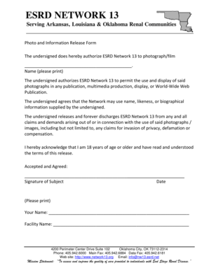 Photo and Information Release Form