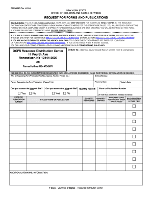New York State Request for Forms and Publications