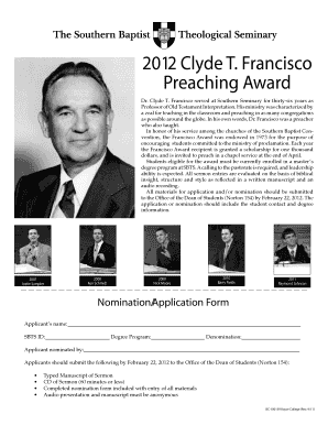 2012 Clyde T. Francisco Preaching Award - The Southern Baptist ... - sbts