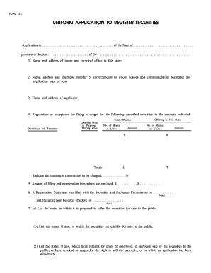 Form U-1 Securities Registration Application