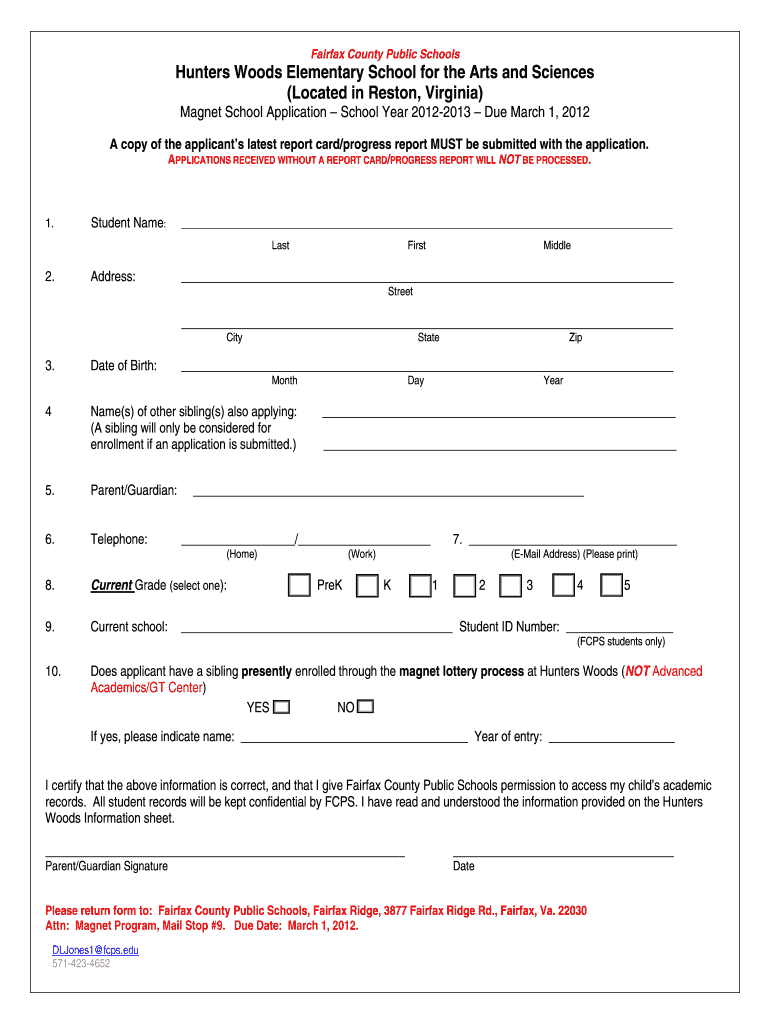 Application - Fairfax County Public Schools - fcps Preview on Page 1