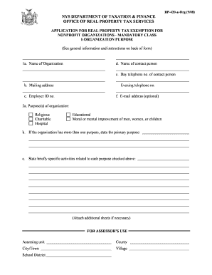 New York Nonprofit Real Property Tax Exemption Application