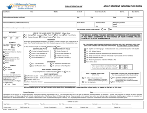 Adult Student Information Form