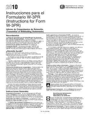 Instrucciones para el Formulario W-3PR