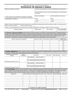 Formulario 433-F (SP) (Rev. 8-2012) - irs