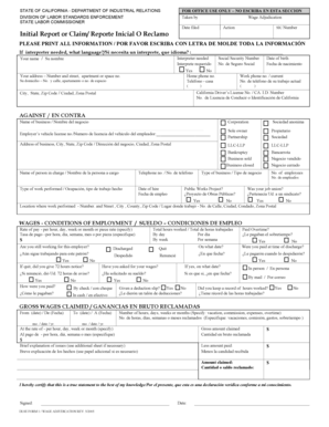 California Wage Adjudication Form