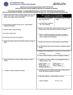 Agricultural Employment Clearance Order ETA Form 790