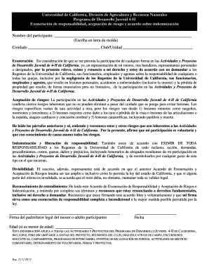 de la Universidad de California, sus funcionarios, bempleadosb y agentes sobre la responsabilidad de cualquiera o todas las quejas, inclusive por la negligencia b - ca4h