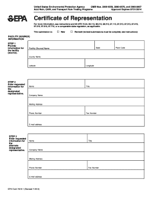 Certificate of Representation form - US Environmental Protection ... - epa